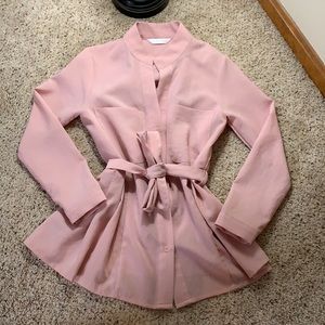 O.F.B. Pink Button Down Tie Waist Blouse- M